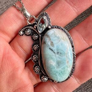 925 Calming Caribbean Larimar Pendant Necklace